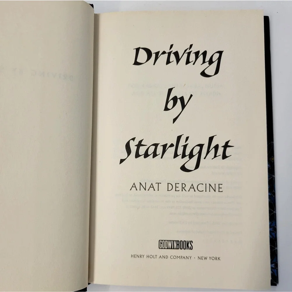 Driving by Starlight Anat Deracine Hardcover First Edition 2018 YA‎ Novel Book